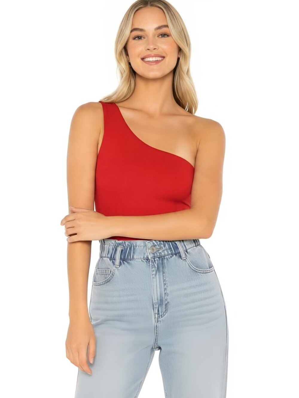 NWT Cotton Citizen Brisbane One Shoulder Crop Top Red S